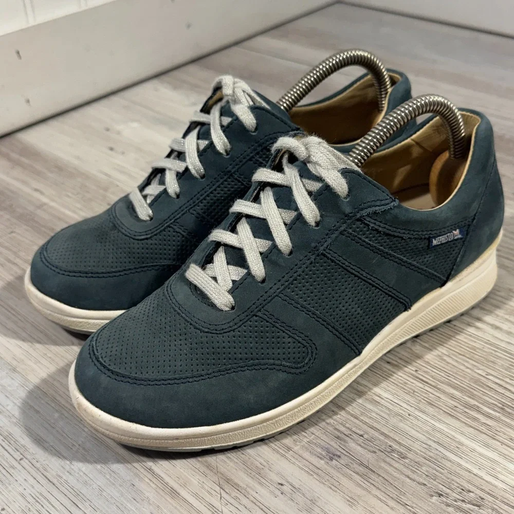 Mephisto Runoff Air Jet Sneakers Blue Suede‎ Leather Athletic Shoes Size 6